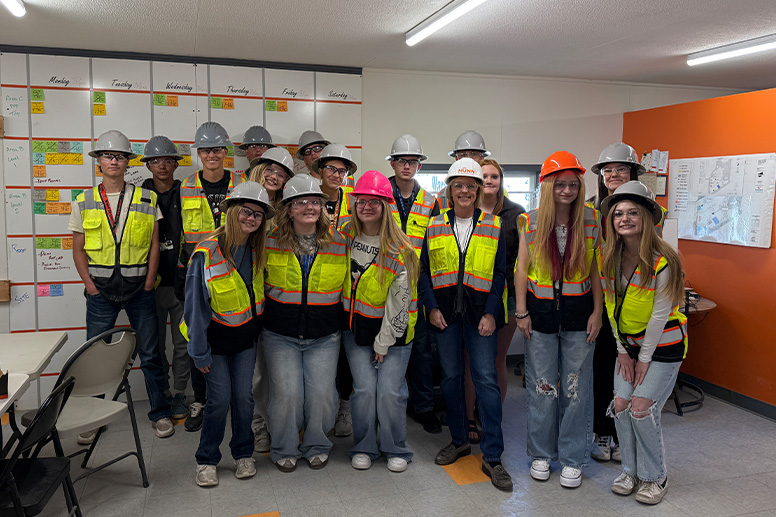 Crowley and Lamar Schools Students in a Nunn Jobsite Trailer